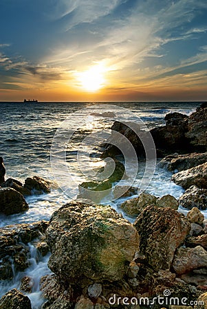 Seascape sunset Stock Photo