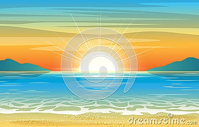 Seascape sunset background Vector Illustration