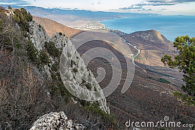 Seascape view from the top of Paragilmen Mountain. Stock Photo