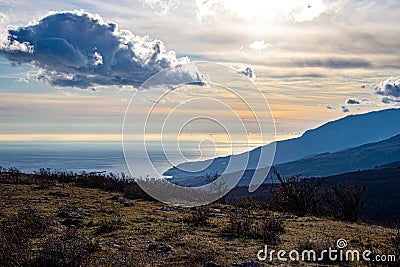 Seascape view from the top of Paragilmen Mountain Stock Photo