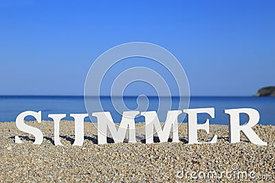 Seascape with white word summer Stock Photo