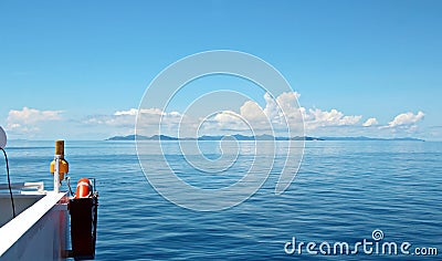 Seascapes. Various kinds of colorful blue sky, sun, clouds and open spaces of the world ocean. Stock Photo