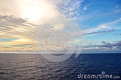 Seascapes. Various kinds of colorful blue sky, sun, clouds and open spaces of the world ocean. Stock Photo
