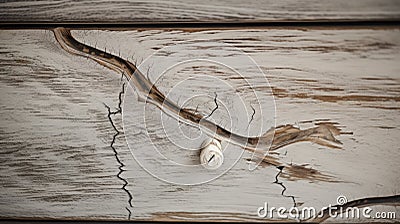 Rustic Charm: Cracked Wood Silk Nightstand With Nautical Detail Stock Photo