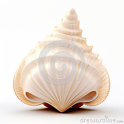 Realistic 3d Seashell On White Background - Maya Rendered Shell Art Stock Photo
