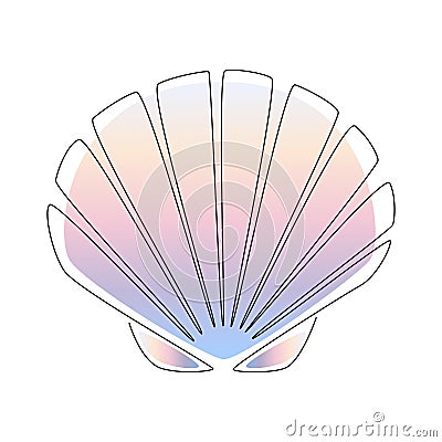 Seashell scallop. Continuous one line drawing of an oyster mollusk. Modern minimalist badge icon or logo. Sea shell Vector Illustration