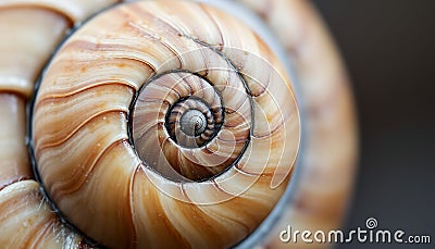 Seashell spiral close-up, nautilus shell, marine life, and natural pattern Generative AI Stock Photo
