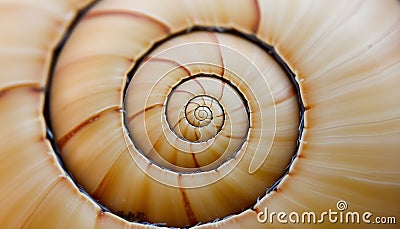 Seashell spiral macro, natural ocean pattern, Stock Photo, Generative AI Stock Photo
