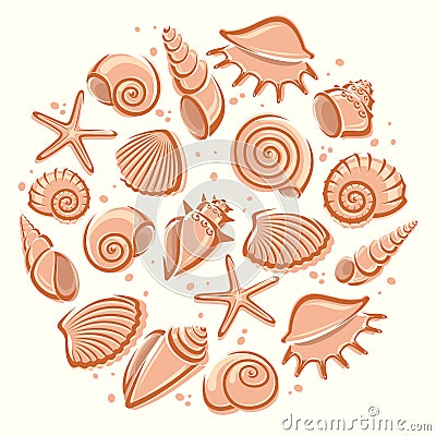 Seashells background. Vector Vector Illustration