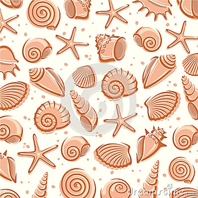 Seashells background. Vector Vector Illustration
