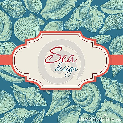 Seashells frame Vector Illustration