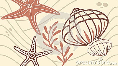 Seashells and starfish design, beach shells, marine shells, ocean finds, seashell art vector design Generative AI Vector Illustration
