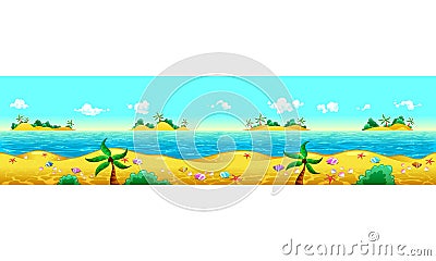 Seashore and ocean. Vector Illustration