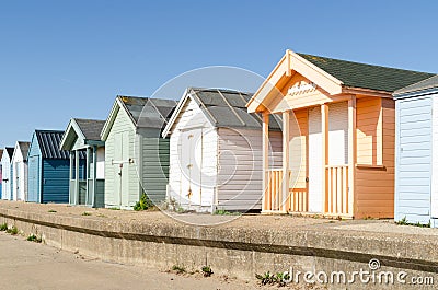 Seaside Beach Huts near Skegness Editorial Stock Photo