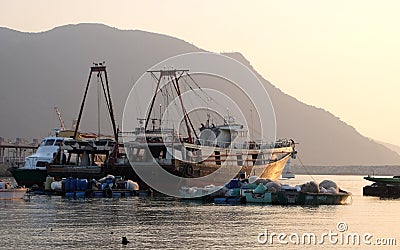 Seaside fishing village Stock Photo