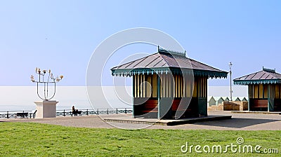 Seaside iconic shelters at Hove Editorial Stock Photo