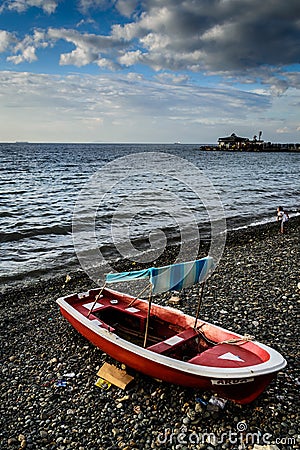 Seaside Of Nostalgic Turkish Summer Town Editorial Stock Photo