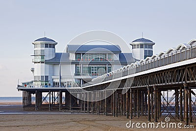 Seaside Pier in Winter Stock Photo