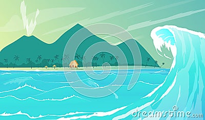 Seaside resort cartoon vector illustration Vector Illustration