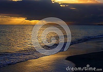 Seaside Sunset Night Glow Stock Photo