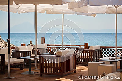 Seaside terrace restaurant Stock Photo