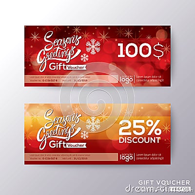 Season greeting holiday gift certificate voucher coupon Vector Illustration