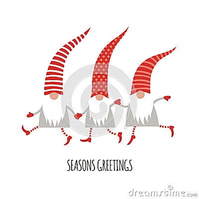 Christmas Gnomes ,, Christmas card Vector Illustration