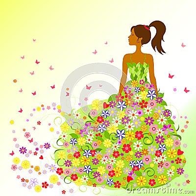 Season`s girl - Summer illustration Cartoon Illustration