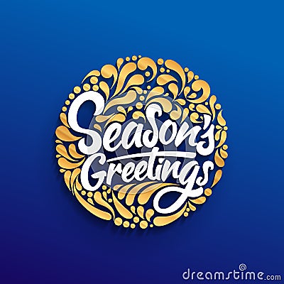 Season`s greeting holidays greeting card with abstract doodle Christmas text. Minimal design templates with typography for Vector Illustration