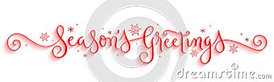 SEASON`S GREETINGS red brush calligraphy banner Vector Illustration