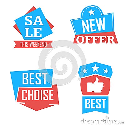 Season sale badges and tags design set for banners, promotional brochures, discount posters, shopping Flyer, clearance Adve Stock Photo