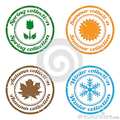 Season stamps Vector Illustration