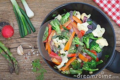 Season vegetables cooking concept, view from above Stock Photo