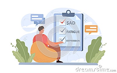 Seasonal affective disorder. Lack of sunshine and short daylight Vector Illustration