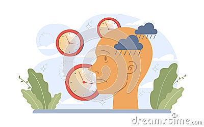 Seasonal affective disorder. Lack of sunshine and short daylight Vector Illustration