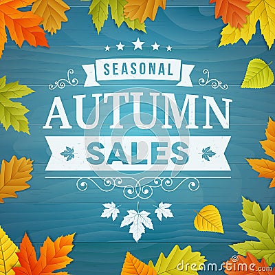 Seasonal autumn sales background Vector Illustration