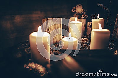 Seasonal Candles Decoration Stock Photo