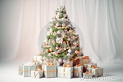 Seasonal decor: christmas presents under the tree Stock Photo