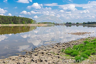 Landscape with lake Kozachy Liman in Chernetchina village, central Ukraine Stock Photo