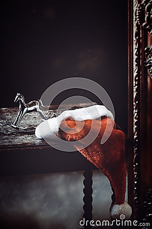 Seasonal Scene With Santa Hat Stock Photo