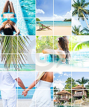 Seasonal summer pictures: resorts, sea and people Stock Photo