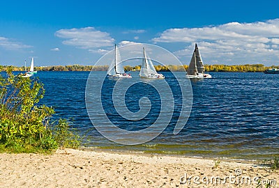 Seasonal yacht race on a river Stock Photo