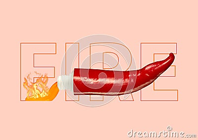 Seasoning hot chili sauce. Modern design. Stock Photo