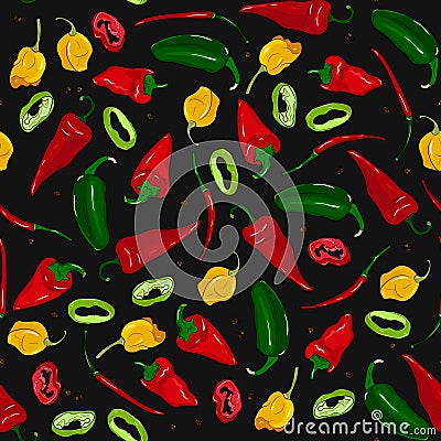 Seasonings, spices seamless pattern. Vector Illustration