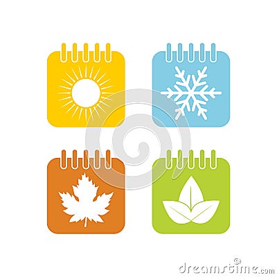 Seasons calendar icons set. Spring, summer, autumn, winter Vector Illustration