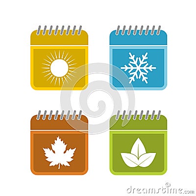 Seasons calendar icons set. Spring, summer, autumn, winter Stock Photo