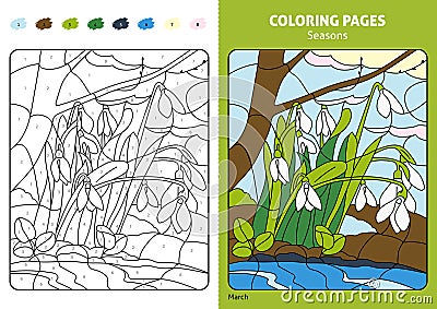 Seasons coloring page for kids, July month. Vector Illustration