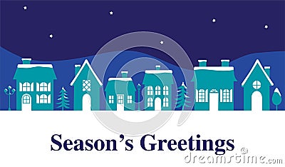 Seasons greetings graphic with houses Vector Illustration