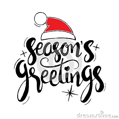 Seasons greetings hand drawn lettering Vector Illustration