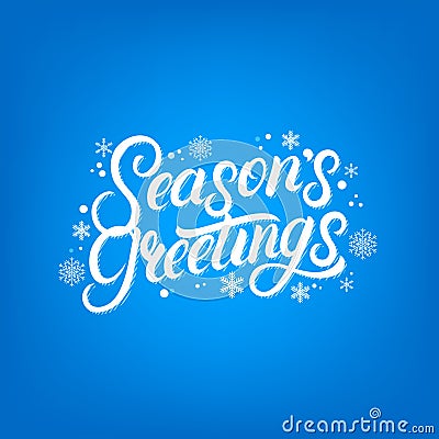 Seasons Greetings hand written lettering design. Vector Illustration